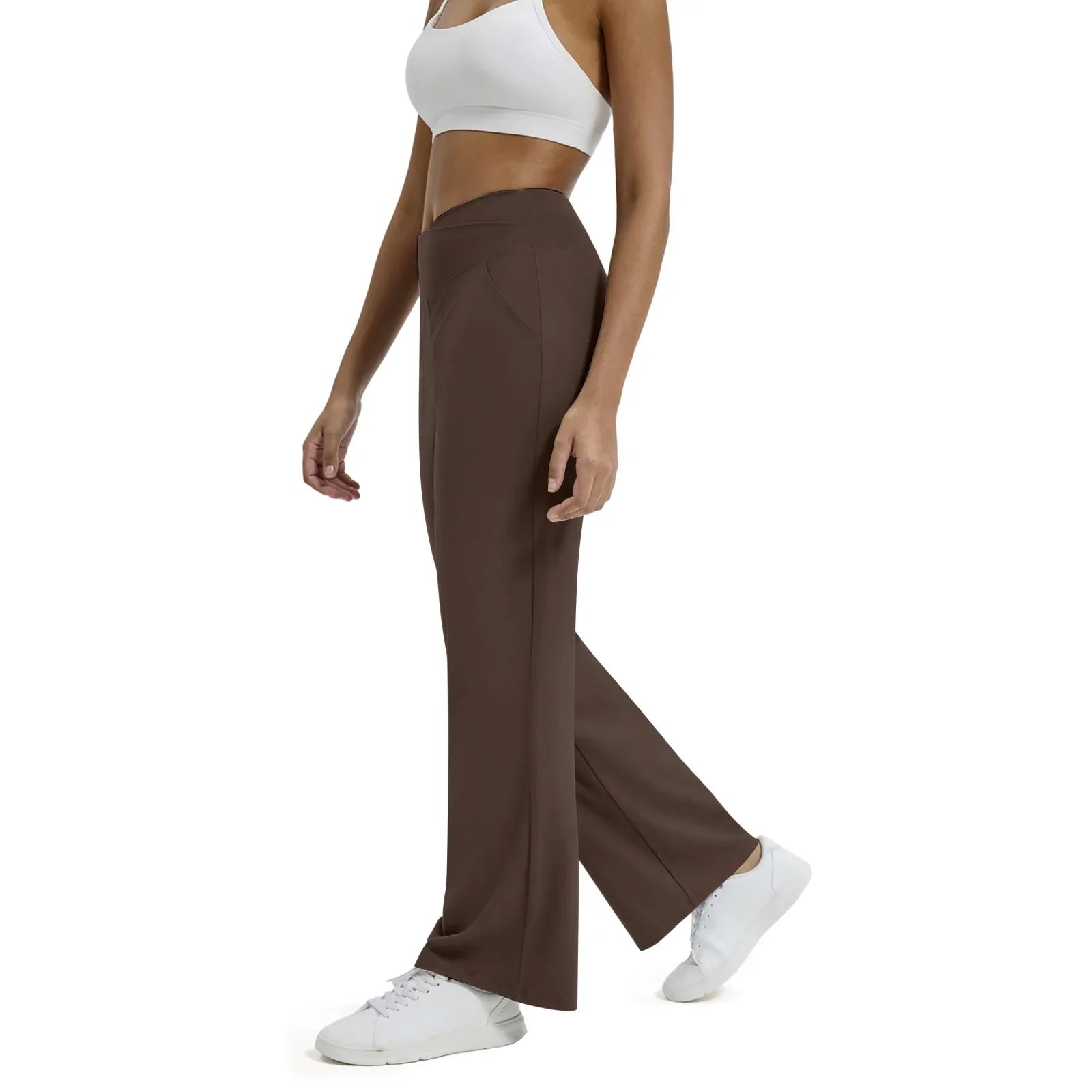 T-pants Casual Pants Female Europe Nude V Waist Cross Wide-leg Pants with Pocket Fitness Yoga