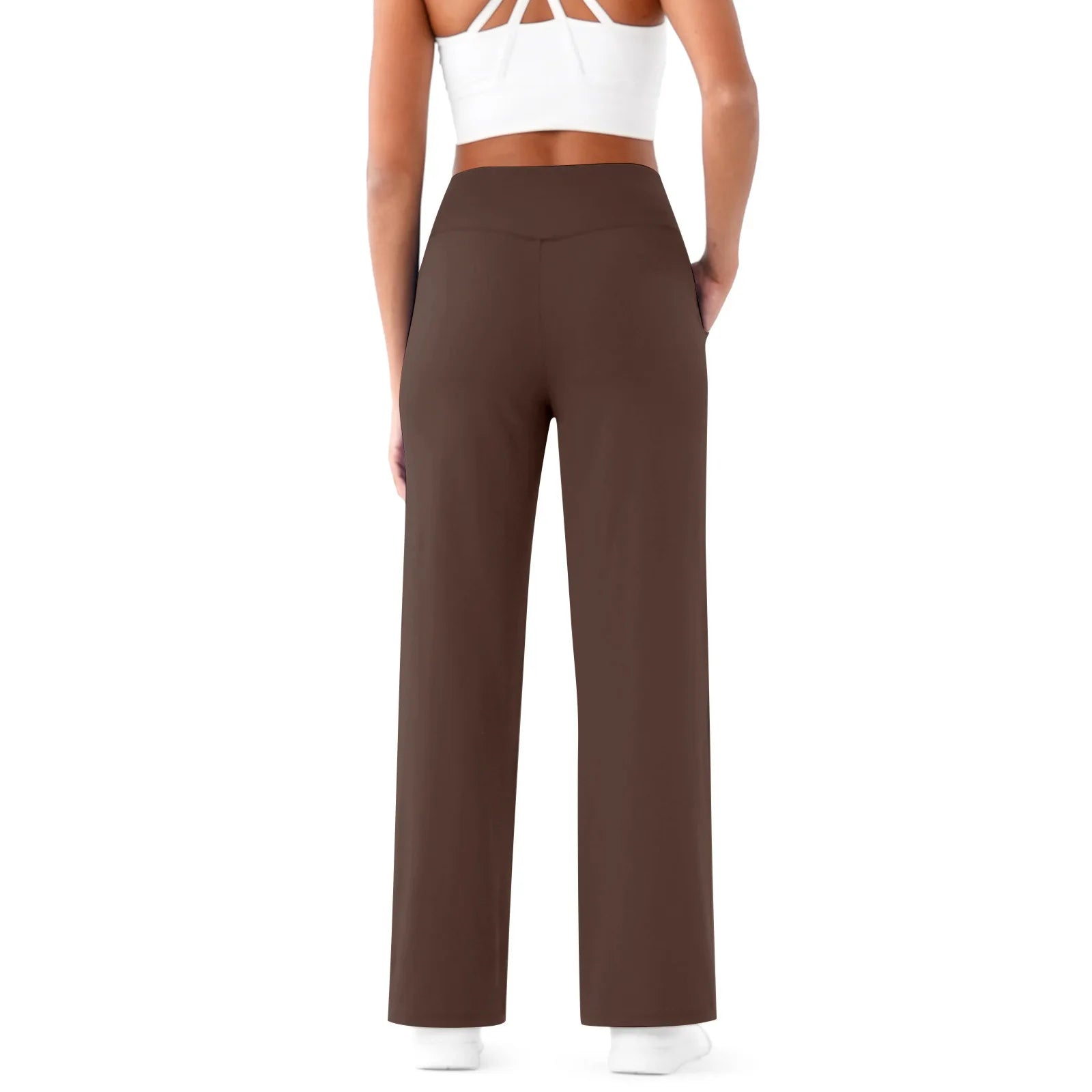 T-pants Casual Pants Female Europe Nude V Waist Cross Wide-leg Pants with Pocket Fitness Yoga