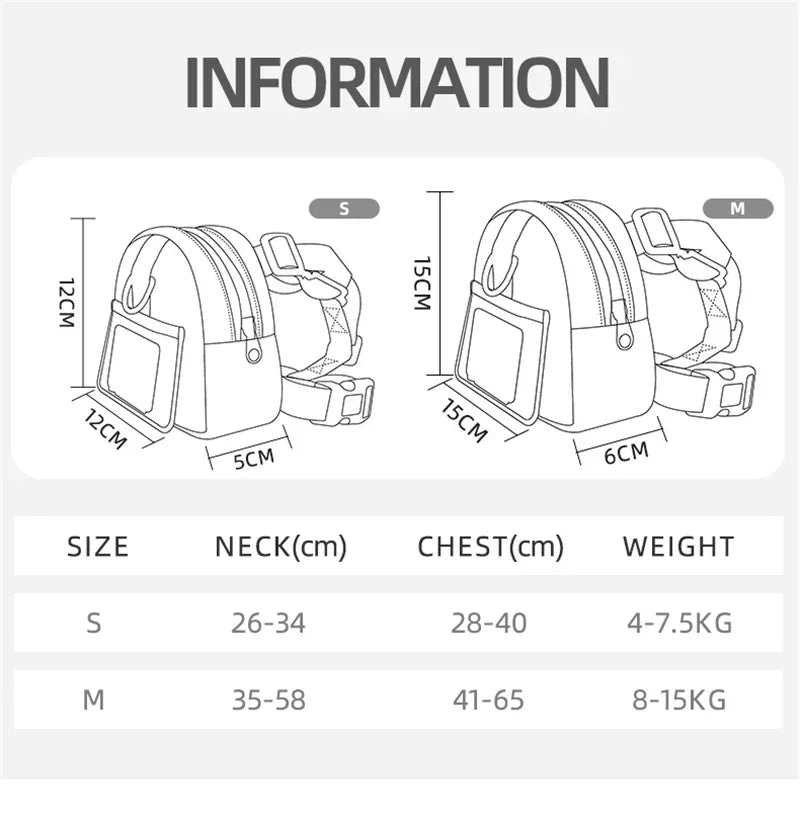 Pet Backpack With Harness Collar Outdoor Travel Portable Dog Training Treat Pouch Puppy Snack Reward Waist Bag Dogs Poop Bags