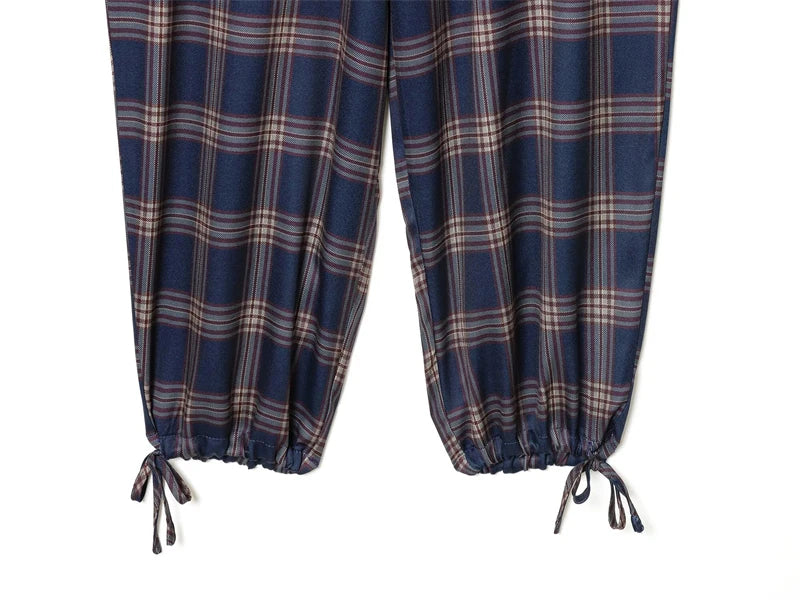 Women's Pant 2025 New Fashionable Checkered Lantern Cargo Pants for Women Casual Chic Women Trousers