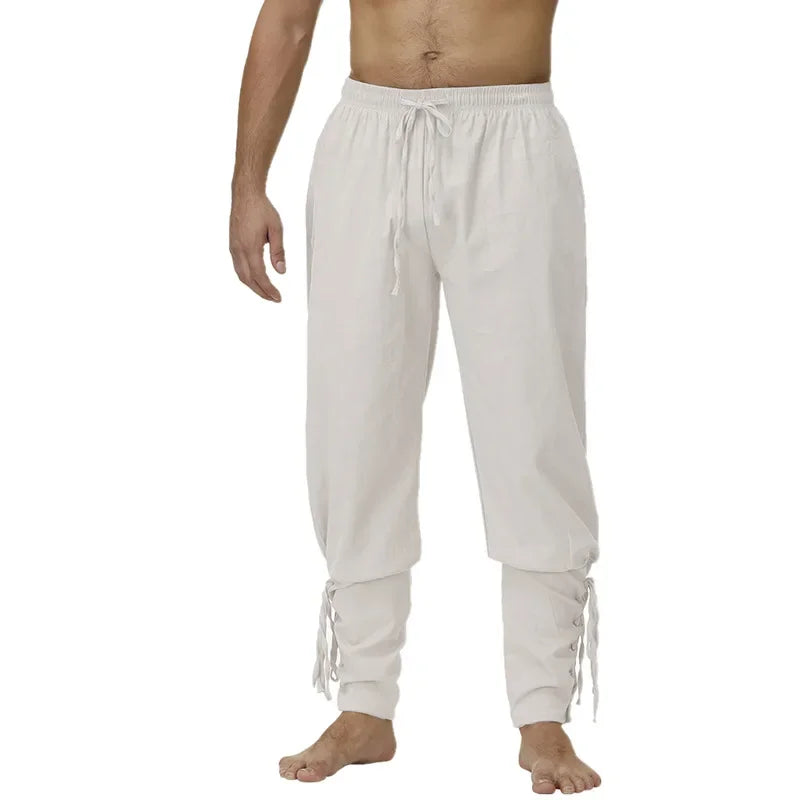 Pirate Pant Viking Costume for Men Renaissance Medieval Pants Drawstring Shorts Halloween Costume Adult Cosplay