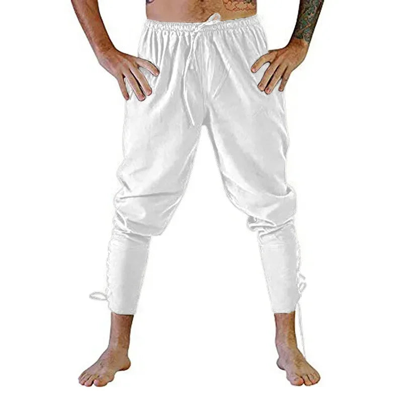 Pirate Pant Viking Costume for Men Renaissance Medieval Pants Drawstring Shorts Halloween Costume Adult Cosplay