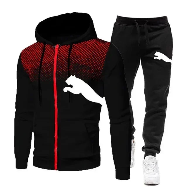 Hoodie Set for Men's Fashion Autumn and Winter, Designer Clothing, Hoodie Jacket + Long Pants Set, Jogging Sportswear, Two-piece