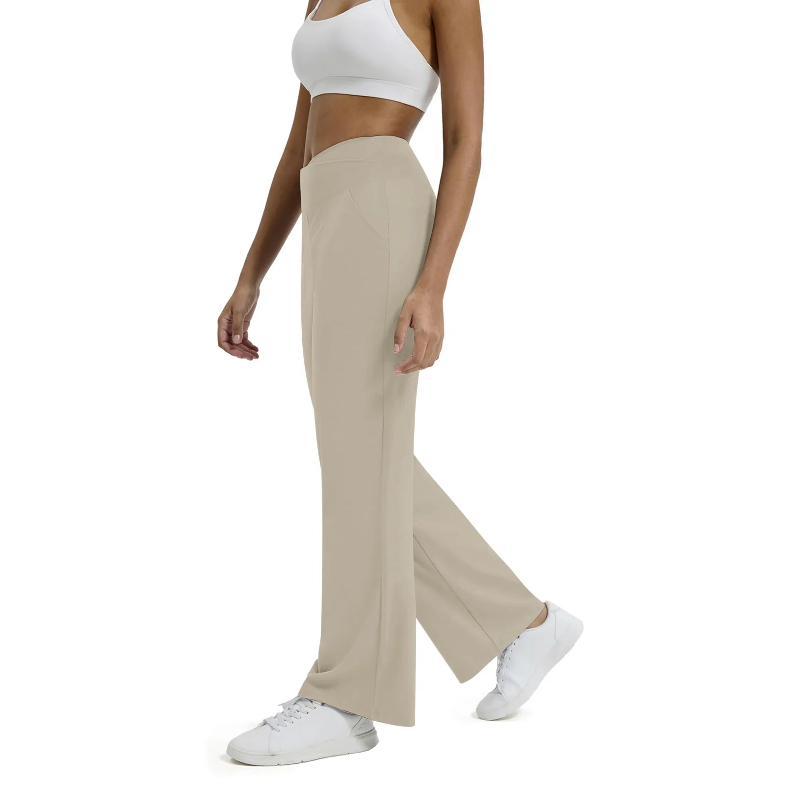 T-pants Casual Pants Female Europe Nude V Waist Cross Wide-leg Pants with Pocket Fitness Yoga