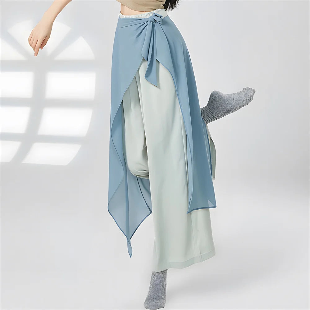 Modern Dance Pant For Women Wide Leg Chiffon Loose High Waisted Trousers Lady Classical Dance Practice Basic Pant Stage Costume