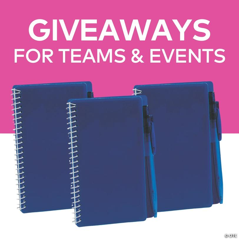 6" 60 pg. Blue Spiral Notebook & Pen Sets - 12 Pc.