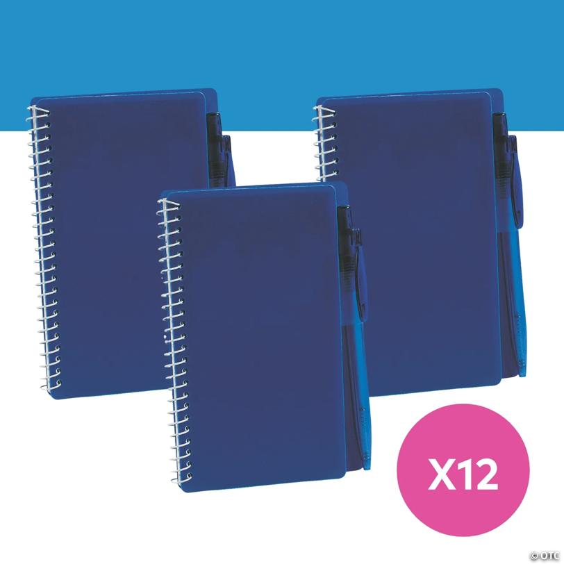 6" 60 pg. Blue Spiral Notebook & Pen Sets - 12 Pc.