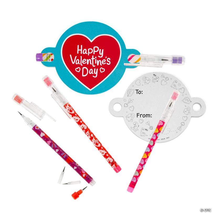 Stacking Pencil Valentine Exchanges with Card for 24