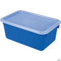 Storex Small Cubby Bin, with Cover, Classroom Blue, Set of 3