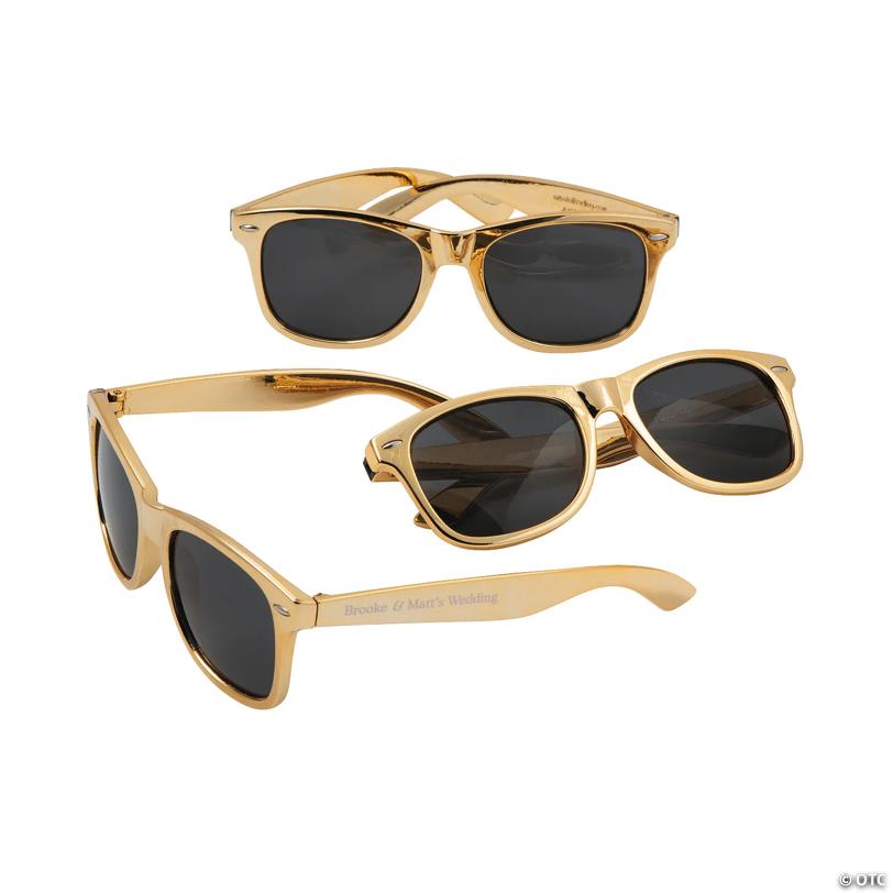 Stylish Personalized Metallic Gold Sunglasses - 48 Pc. for Events | Elite Festo