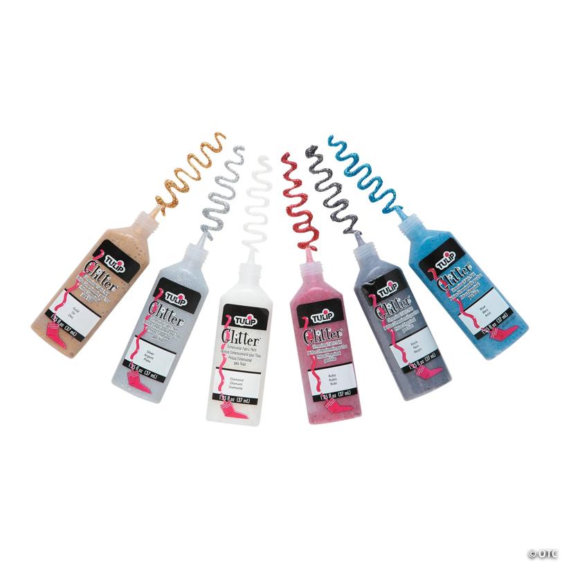 Tulip Glitter Assorted Colors Dimensional Fabric Paint - Set of 6