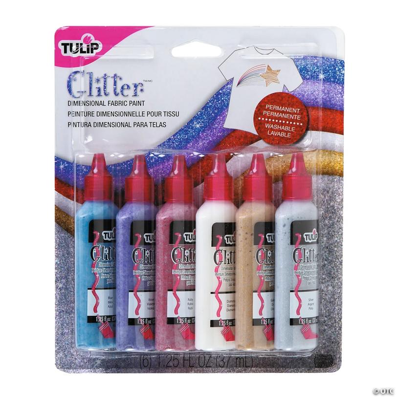 Tulip Glitter Assorted Colors Dimensional Fabric Paint - Set of 6