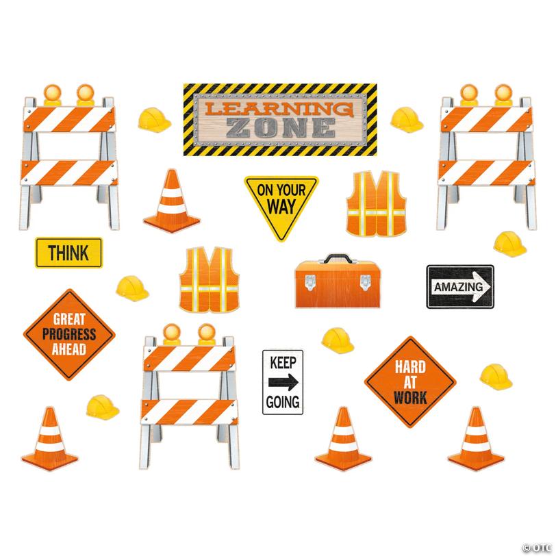 Under Construction Learning Zone Bulletin Board Set - 60 Pc.