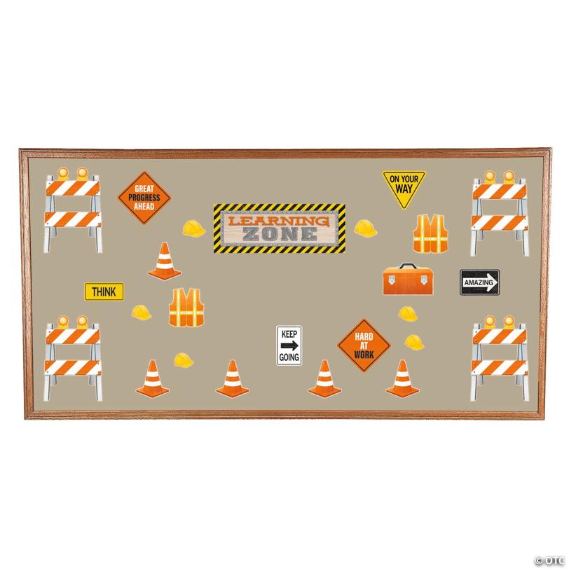 Under Construction Learning Zone Bulletin Board Set - 60 Pc.