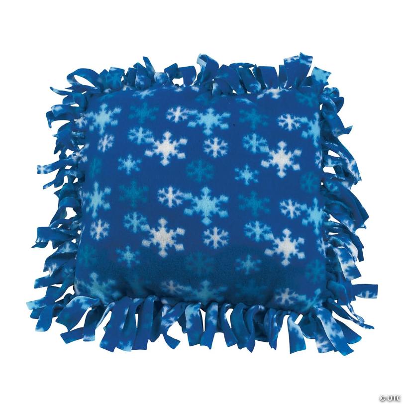 Winter Blue & White Snowflake Fleece Tied Pillow Craft Kit - Makes 6