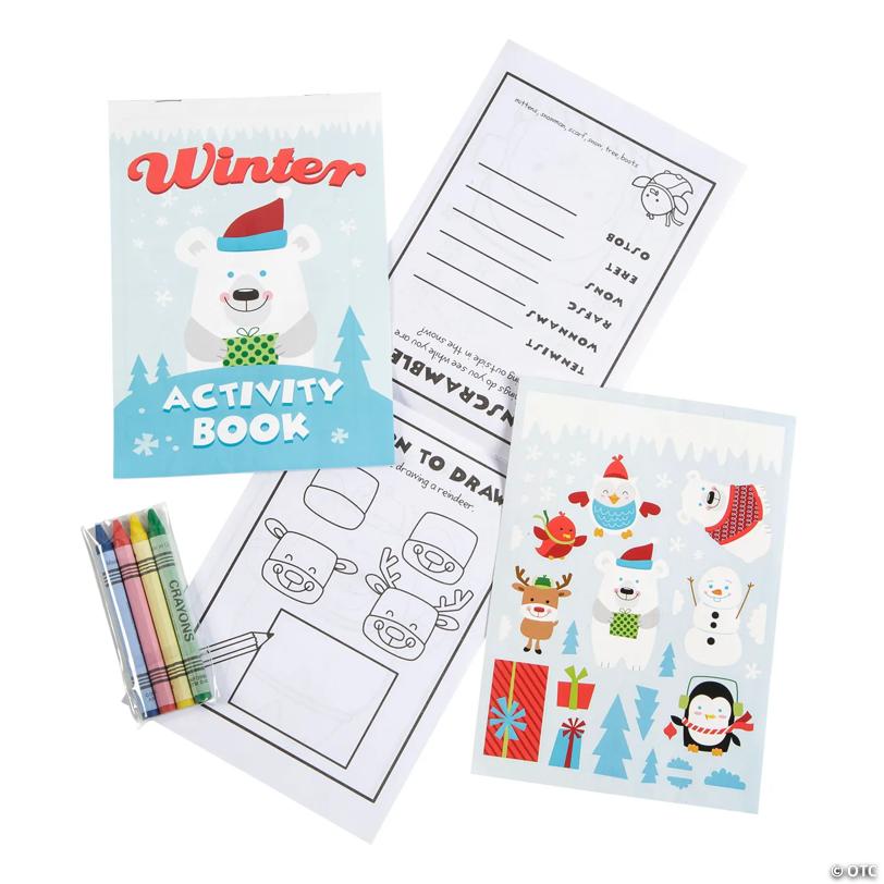 Winter Polar Bear Coloring Book Activity Handout Sets for 12