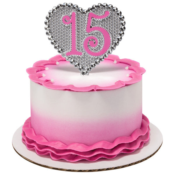 15 Birthday QuinceaÃ±era Pink or Purple Milestone Monogram Cake Kit Topper