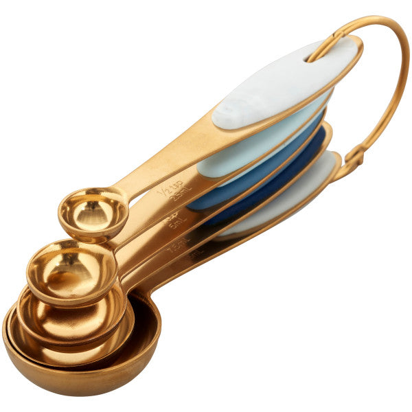 Wilton Navy and Gold Nesting Measuring Spoons with Snap-On Ring, 5-Count