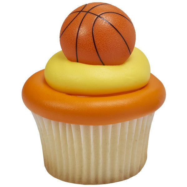 Basketball Rings 3D, Cupcake Decorations, Food Safe Cake Toppers â€“ 144 Pack