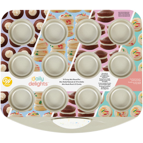 Wilton Daily Delights Non-Stick Mini Round Pan, 12-Cavity