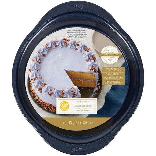 Wilton Diamond-Infused Non-Stick Navy Blue Round Baking Pan, 9-inch