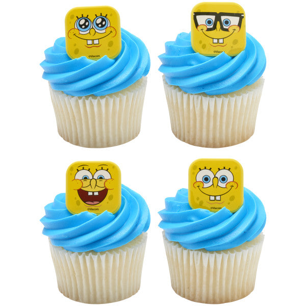SpongeBob Square Mood Faces Rings for Cupcakes and Cakes Toppers, 144 Pack